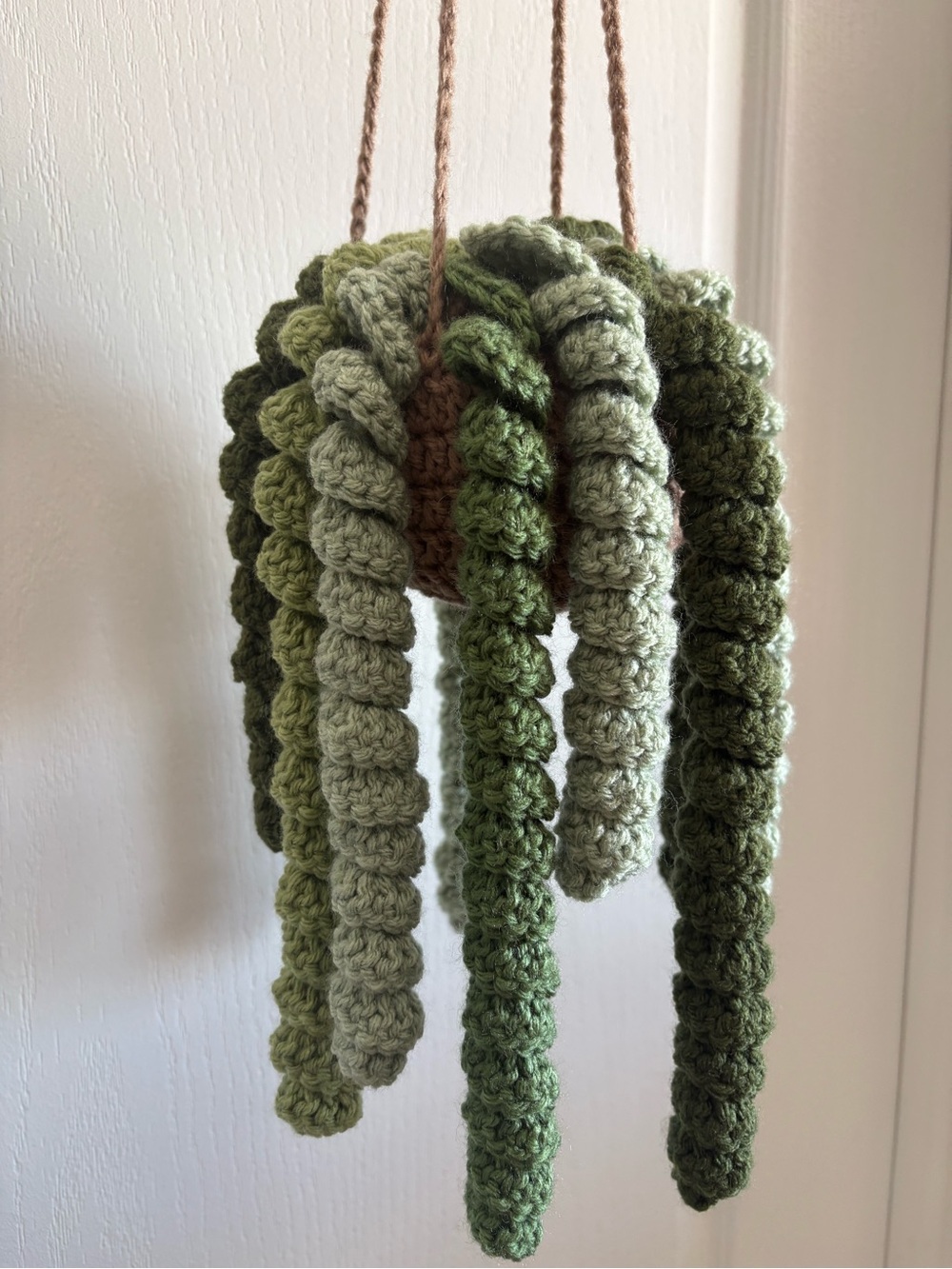 Handmade Crocheted Hanging Plant with Green Tentacles
